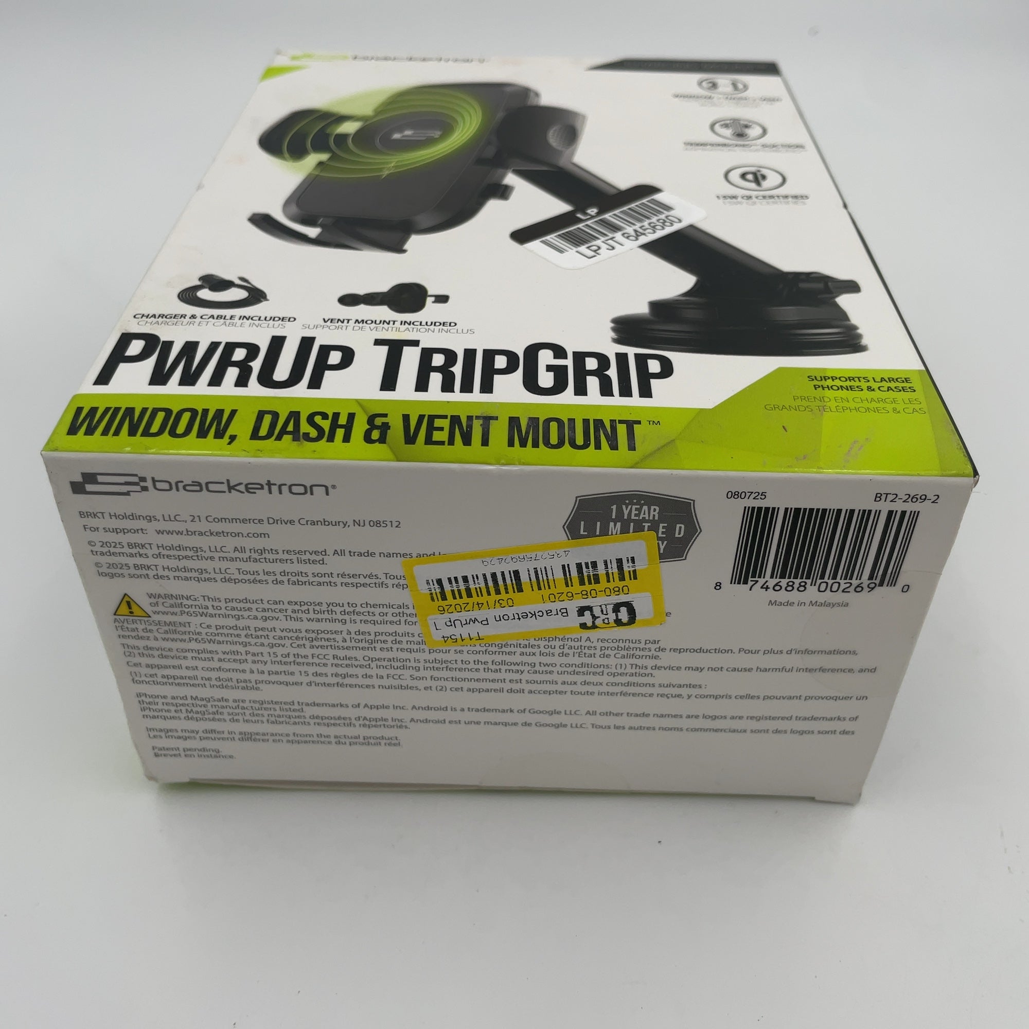 Bracketron PwrUp TripGrip Window/Dash Mount - Black