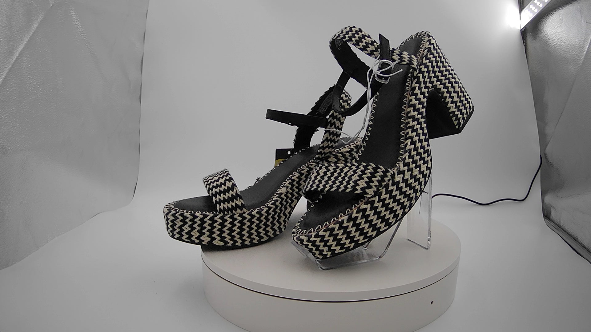 Women's Madeline Woven Platform Sandal Heels with Memory Foam Insole - Universal Thread Black 11: Ankle Strap, Block Heel