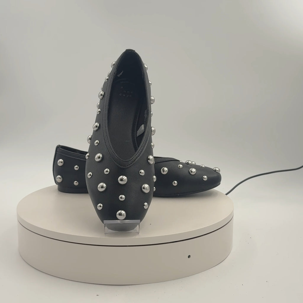 Women’s Sammie Studded Ballet Flats With Memory Foam Insole – A New Day Black 9