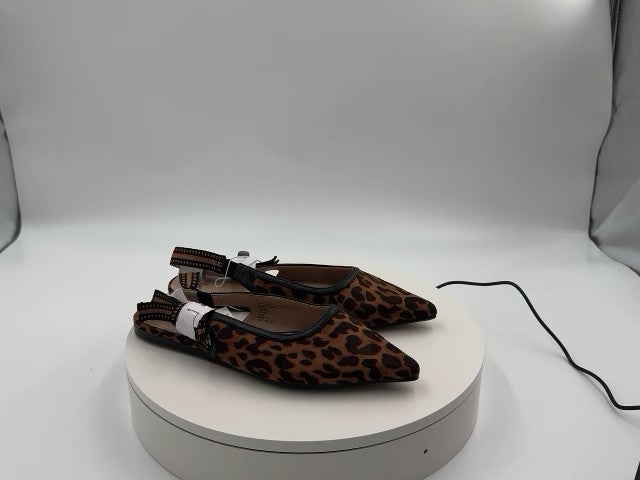 Women's London Sling Back Flats - A New Day Brown 6: Slip-On Tuxedo Style, Cushioned Insole, Pointed Toe, Textured Outsole