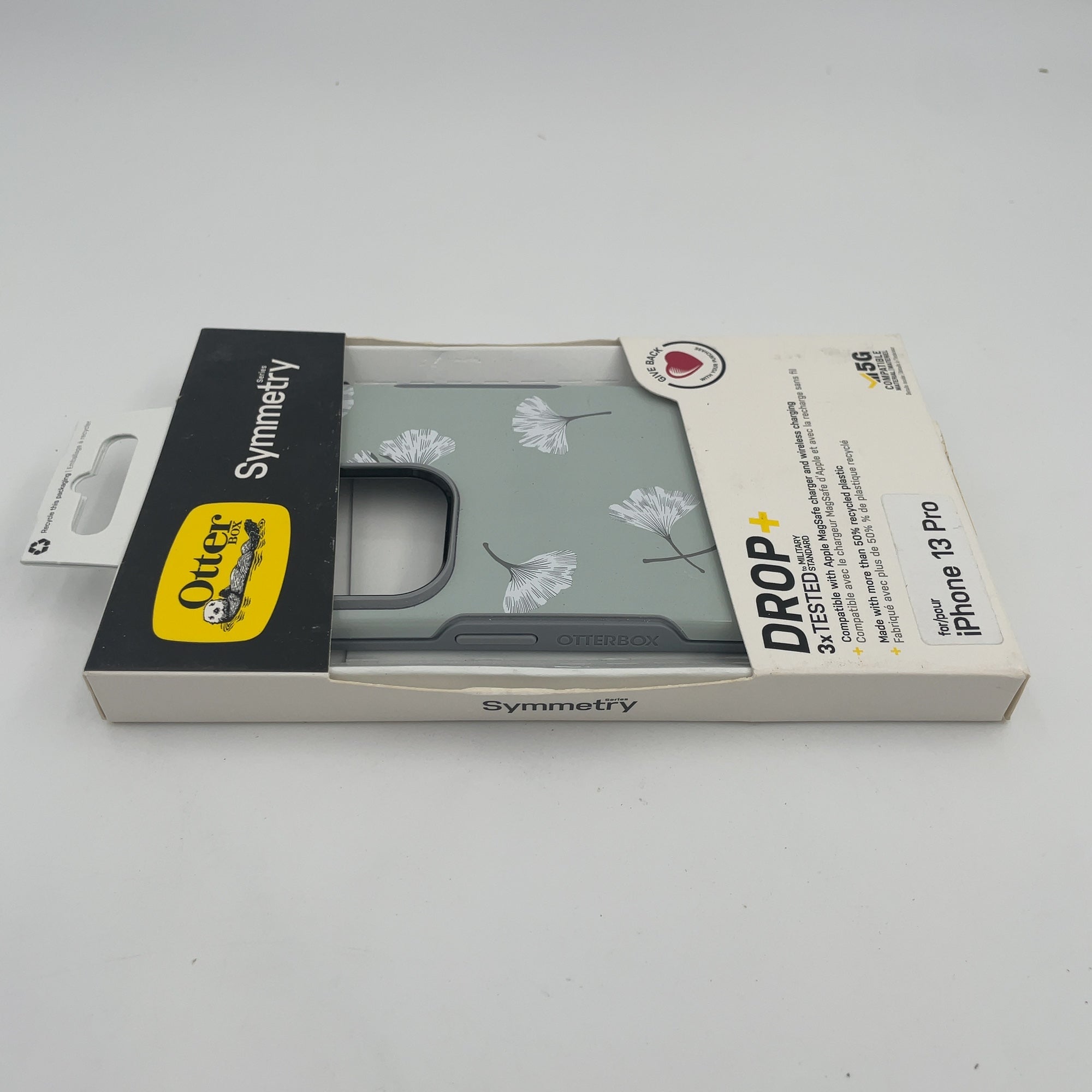 Otterbox Iphone 13 Pro Symmetry Series Case - Gingko Gray: Bump-Resistant Leaf Design