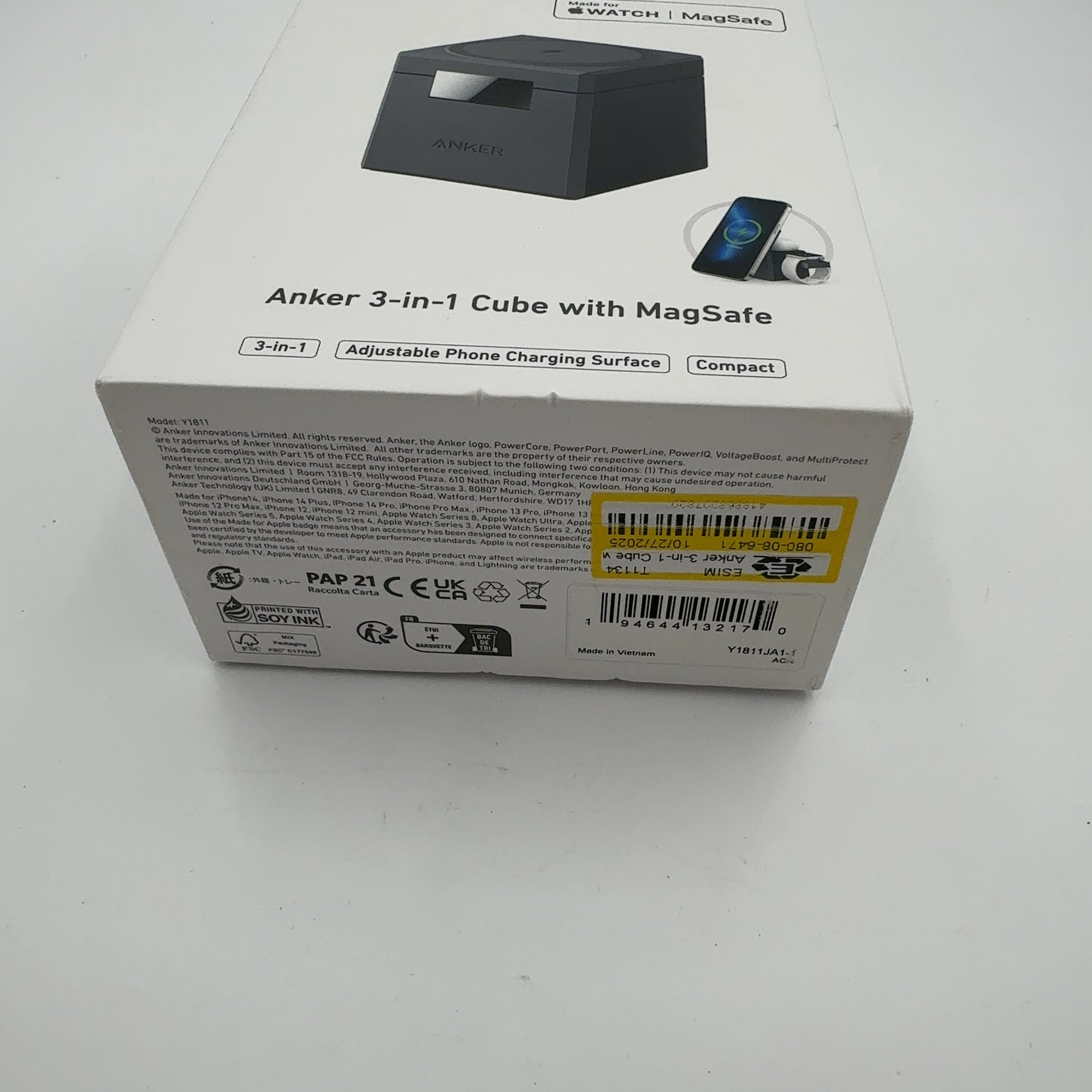 Anker 3-In-1 Cube With Magsafe - Black: Usb-C Wireless Charger For Apple Iphone