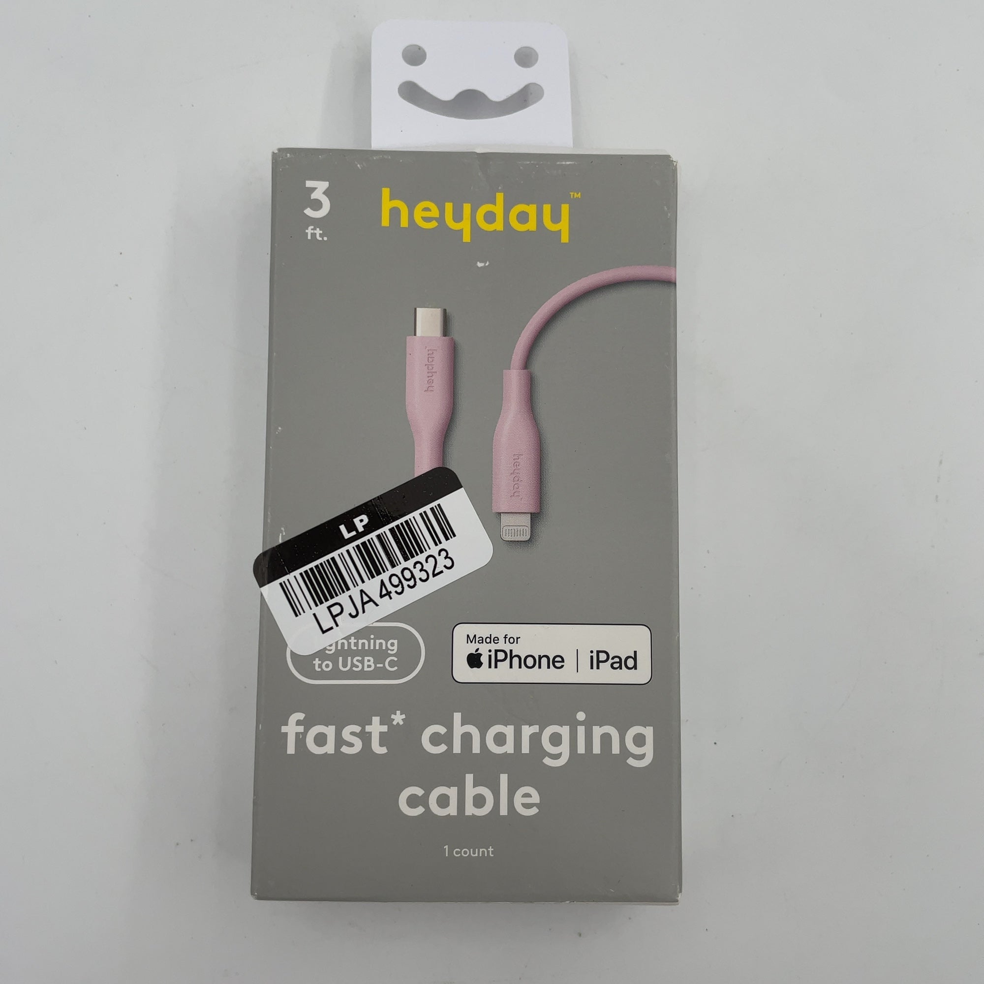 3' Lightning To Usb-C Round Cable- Heyday Light Pink: Male-To-Female Connectors