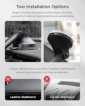 Iottie Itap 3 Magsafe Compatible Dash & Windshield Mount With Magnetic Ring Adapter: Adjustable Plastic Phone Holder