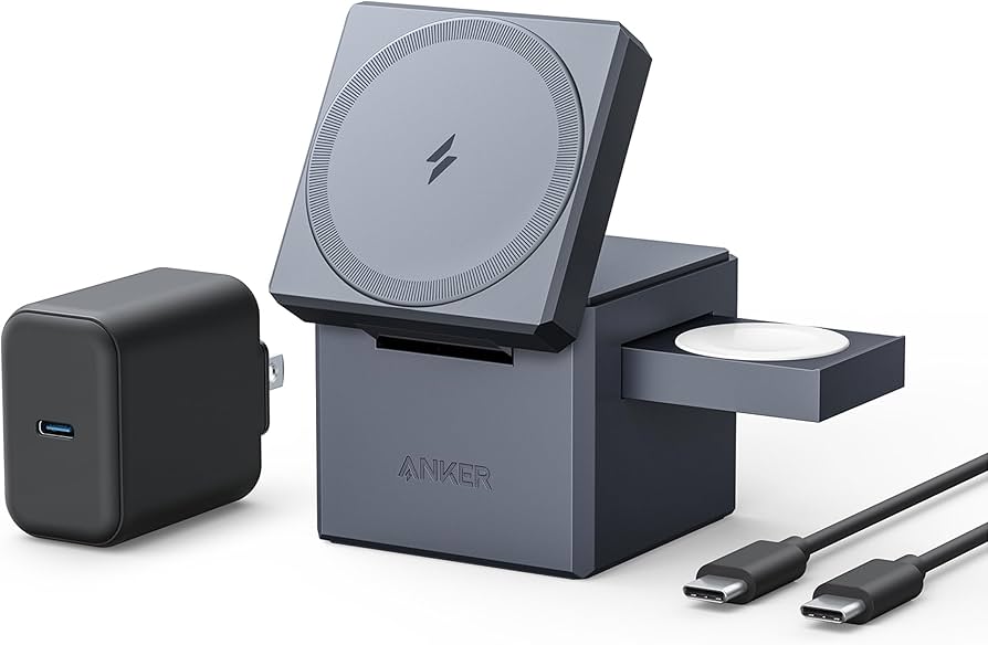Anker 3-In-1 Cube With Magsafe - Black: Usb-C Wireless Charger For Apple Iphone