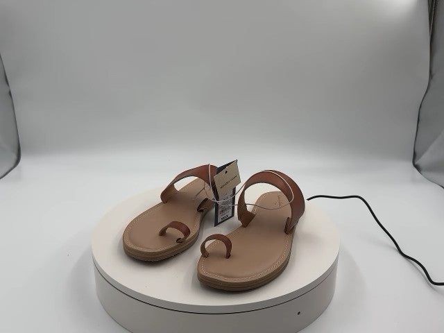 Women's Juno Toe Ring Flat Sandals - Universal Thread Cognac 6.5: Slip-On, Memory Foam Insole, Flexible Outsole