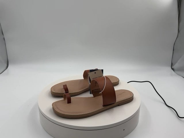 Women's Juno Toe Ring Flat Sandals - Universal Thread Cognac 6.5: Slip-On, Memory Foam Insole, Flexible Outsole