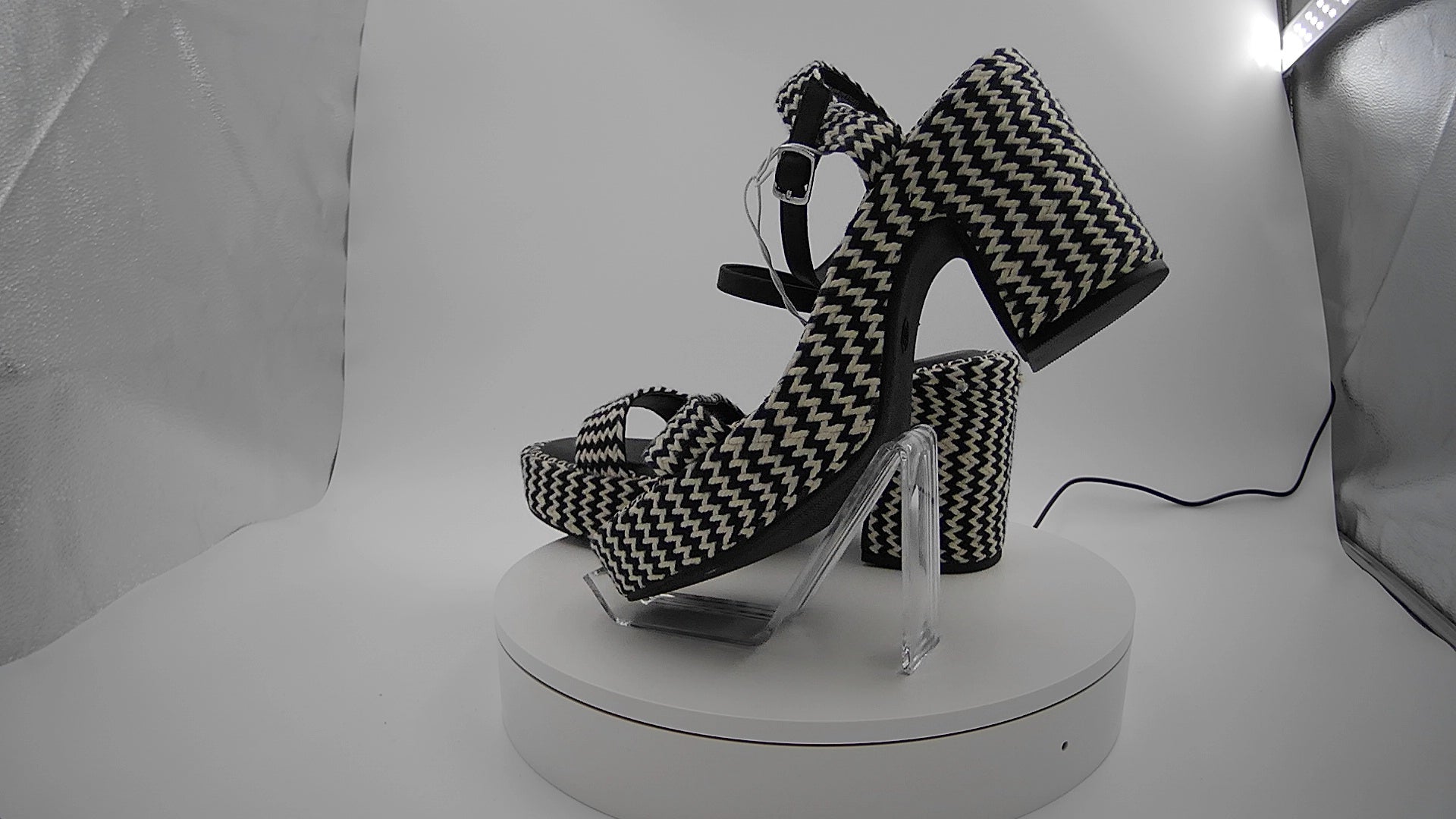 Women's Madeline Woven Platform Sandal Heels with Memory Foam Insole - Universal Thread Black 11: Ankle Strap, Block Heel