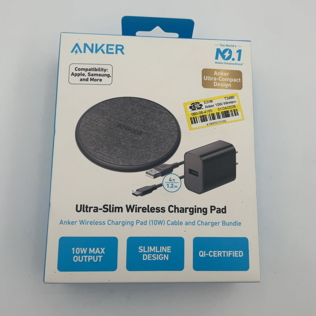 Anker 10W Wireless Charging Pad With 4' Cable And 18W Wall Charger - Black: Usb-C Connection