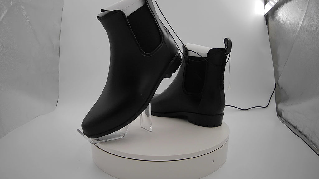 Women's Chelsea Rain Boots - A New Day Black 9: Waterproof Ankle Block Heel, Pull-On Style
