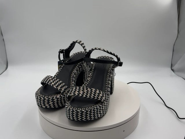 Women's Madeline Woven Platform Sandal Heels with Memory Foam Insole - Universal Thread Black 8: Ankle Strap, Block Heel