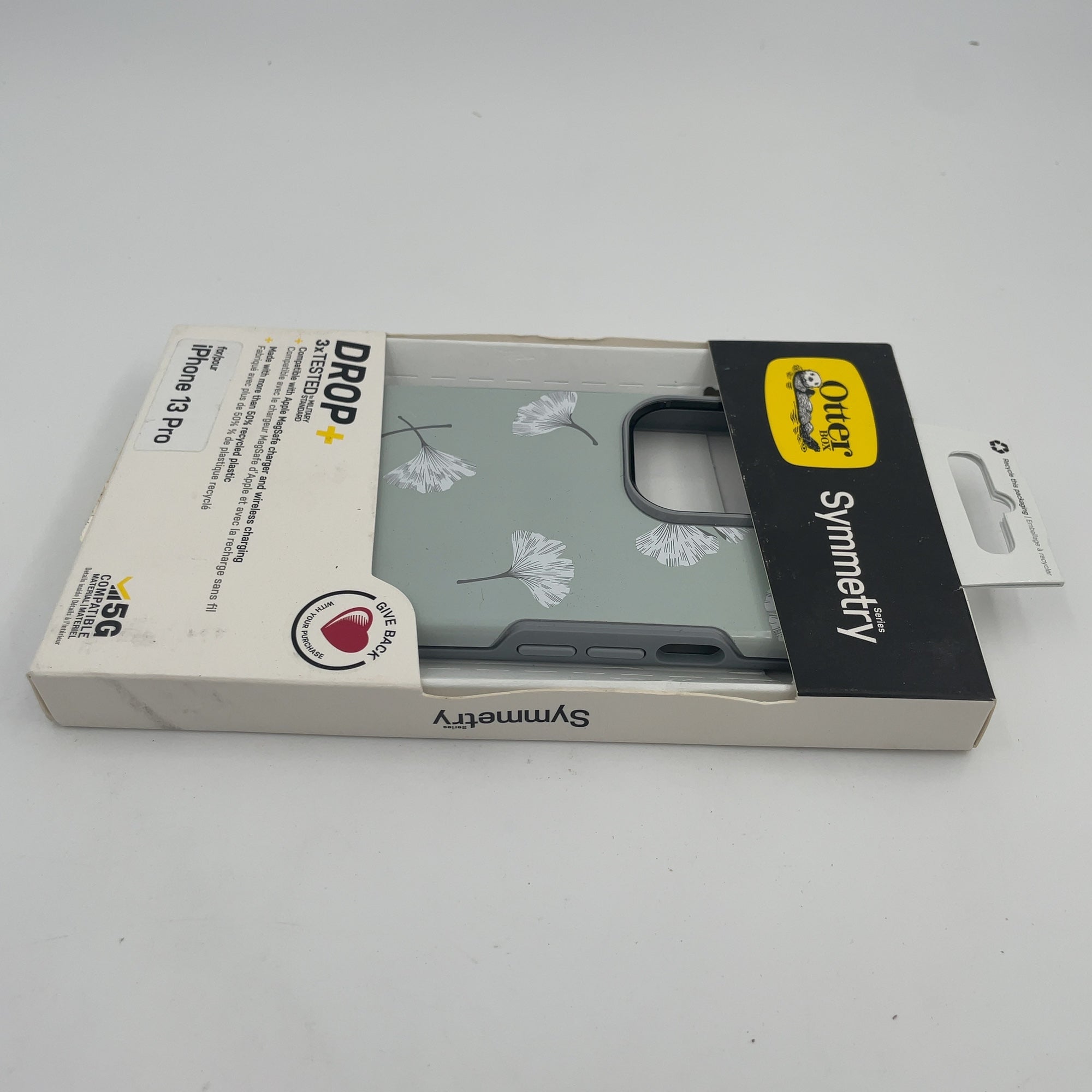 Otterbox Iphone 13 Pro Symmetry Series Case - Gingko Gray: Bump-Resistant Leaf Design