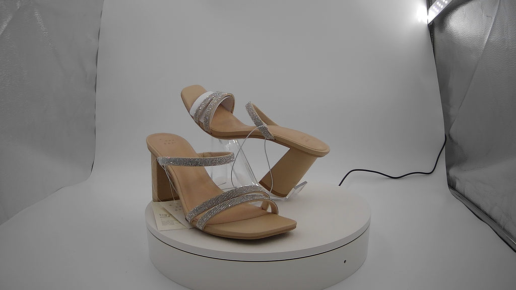 Women's Stacy Mule Heels - A New Day Silver 11: Slip-On Block Heel, Open Toe, Cushioned Insole