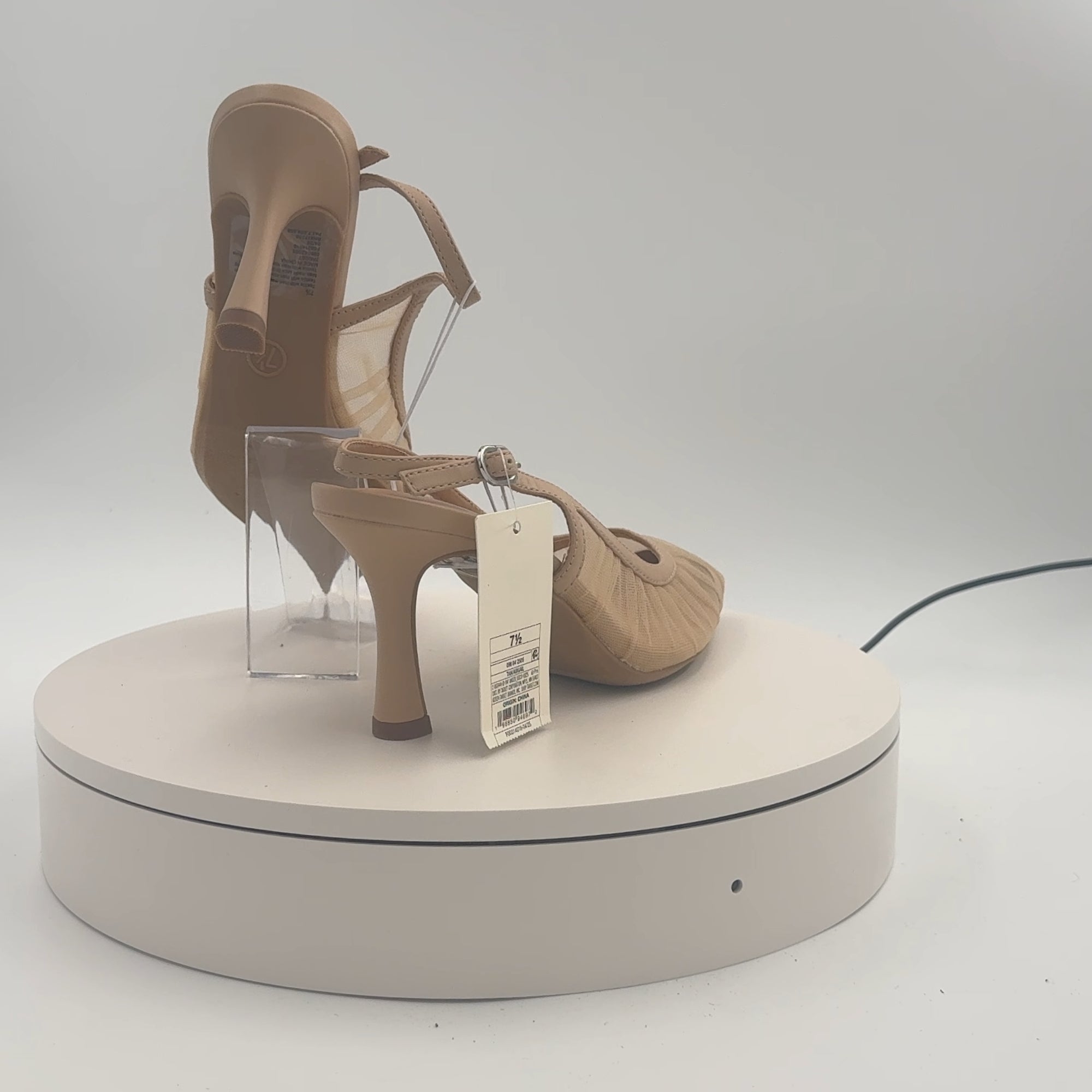 Women’s Abigail Pleated Mesh Sling Back Heels – A New Day Tan 7.5