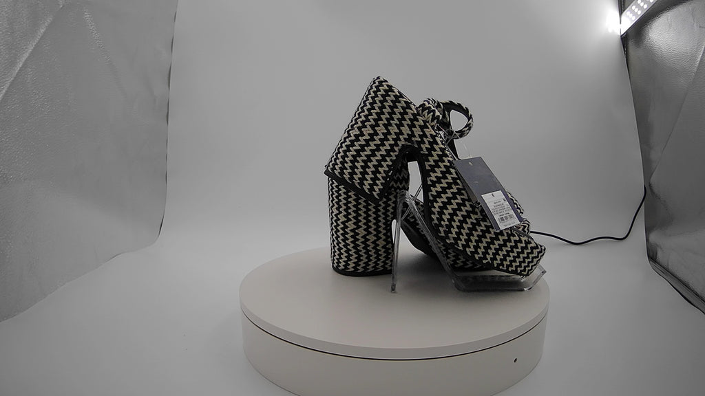 Women's Madeline Woven Platform Sandal Heels with Memory Foam Insole - Universal Thread Black 6: Ankle Strap, Block Heel