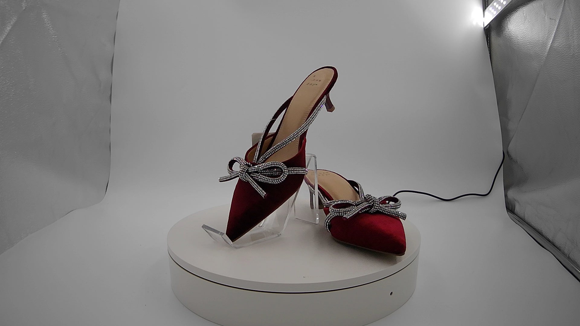 Women’s Gwen Rhinestone Bow Heels - A New Day Burgundy 7