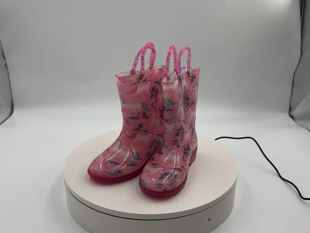 Wildkin Kids Waterproof Pull-on Rain Boots, Size 9 (Magical Unicorns)