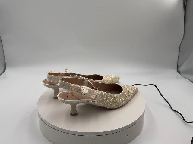 Women's Milan Pearl Slingback Heels - A New Day Ivory 8.5: Satin Pointed Toe, Cushioned Insole