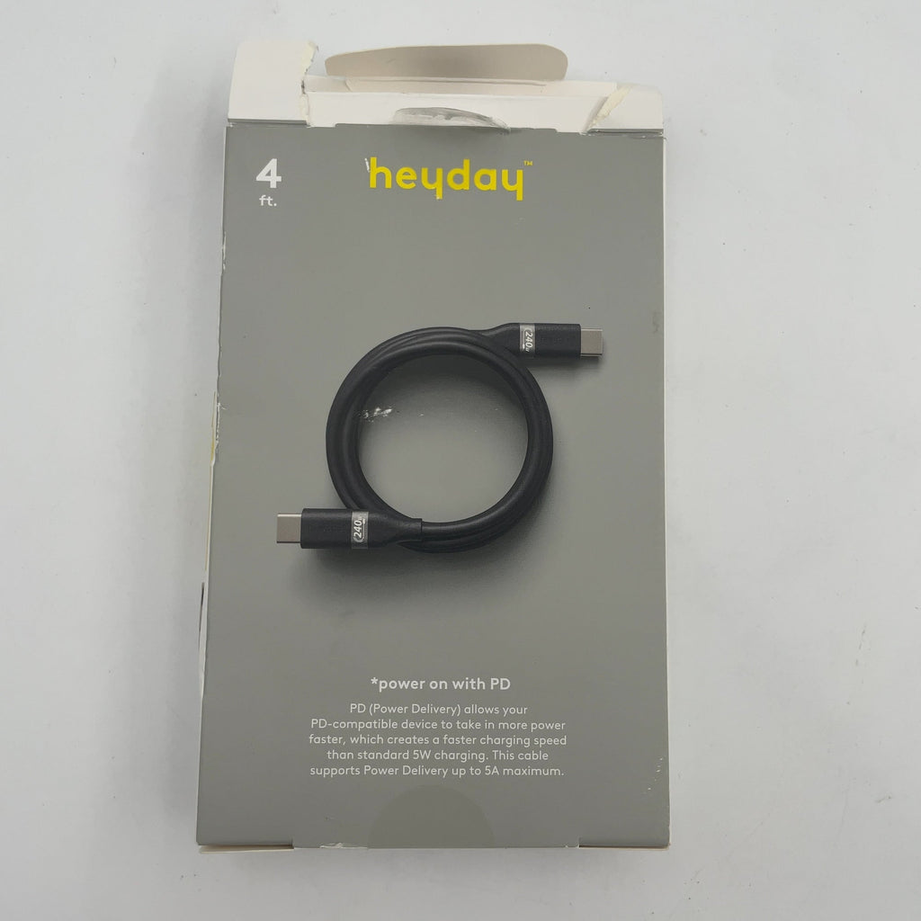 4' Usb-C To Usb-C 240W Silicone Cable - Heyday Black: Male-To-Male Connection