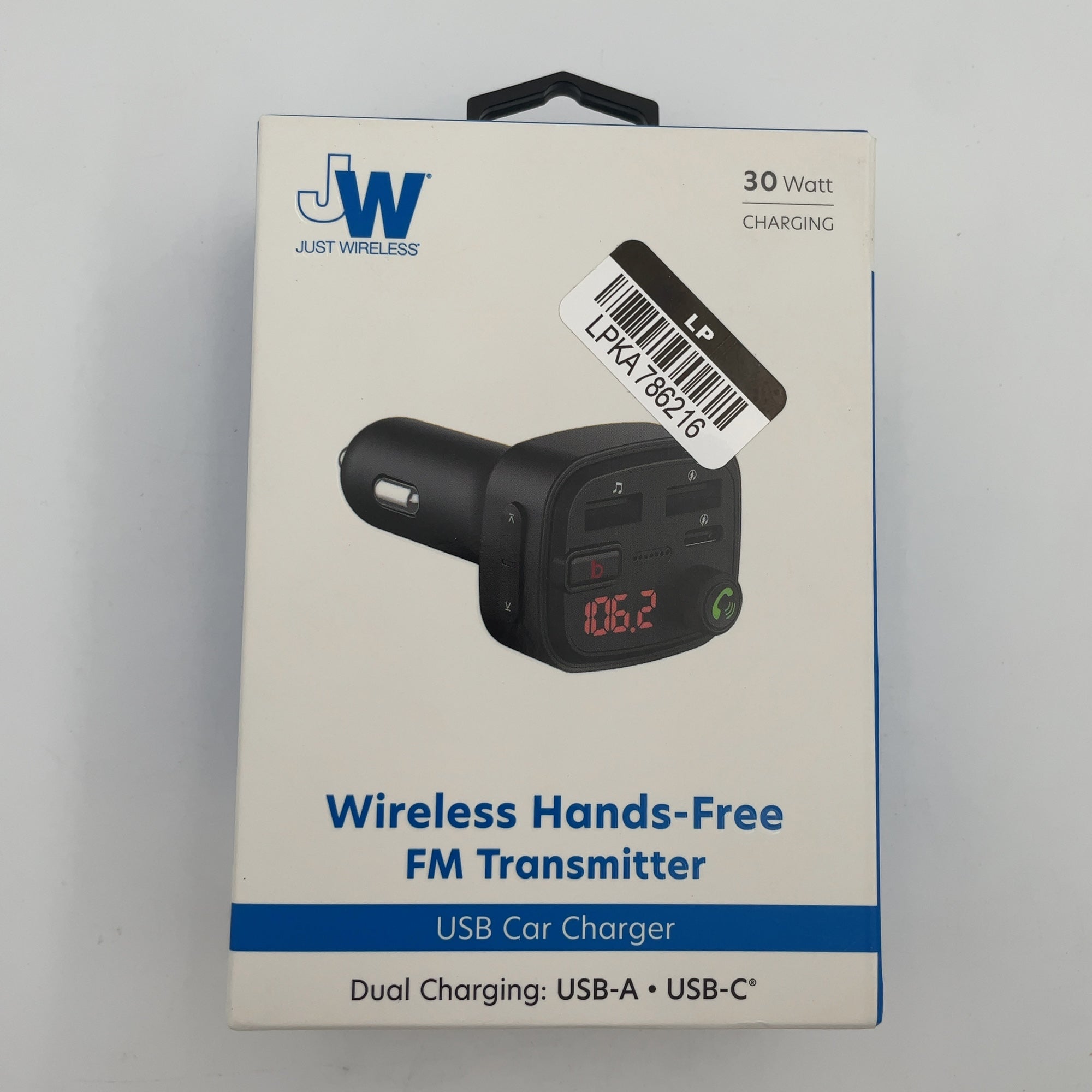 Just Wireless Bluetooth Fm Transmitter Type C And Usb-A Charging Port Bass Sound Booster - Black
