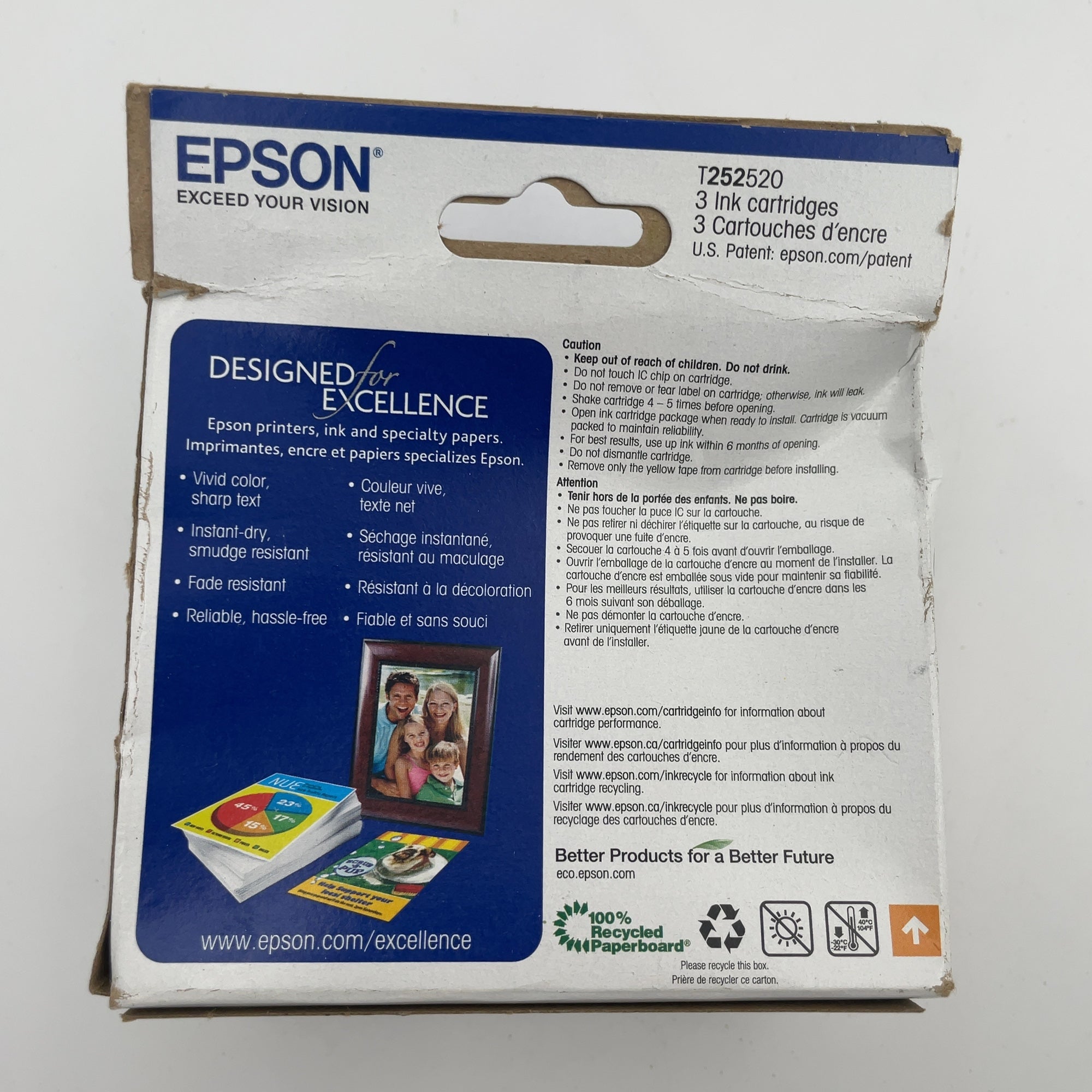Epson 252 C/M/Y 3Pk Ink Cartridges - Cyan, Magenta, Yellow (T252520-Cp): Standard Yield Ink Series (Please Be Advised That Sets May Be Missing Pieces Or Otherwise Incomplete.)