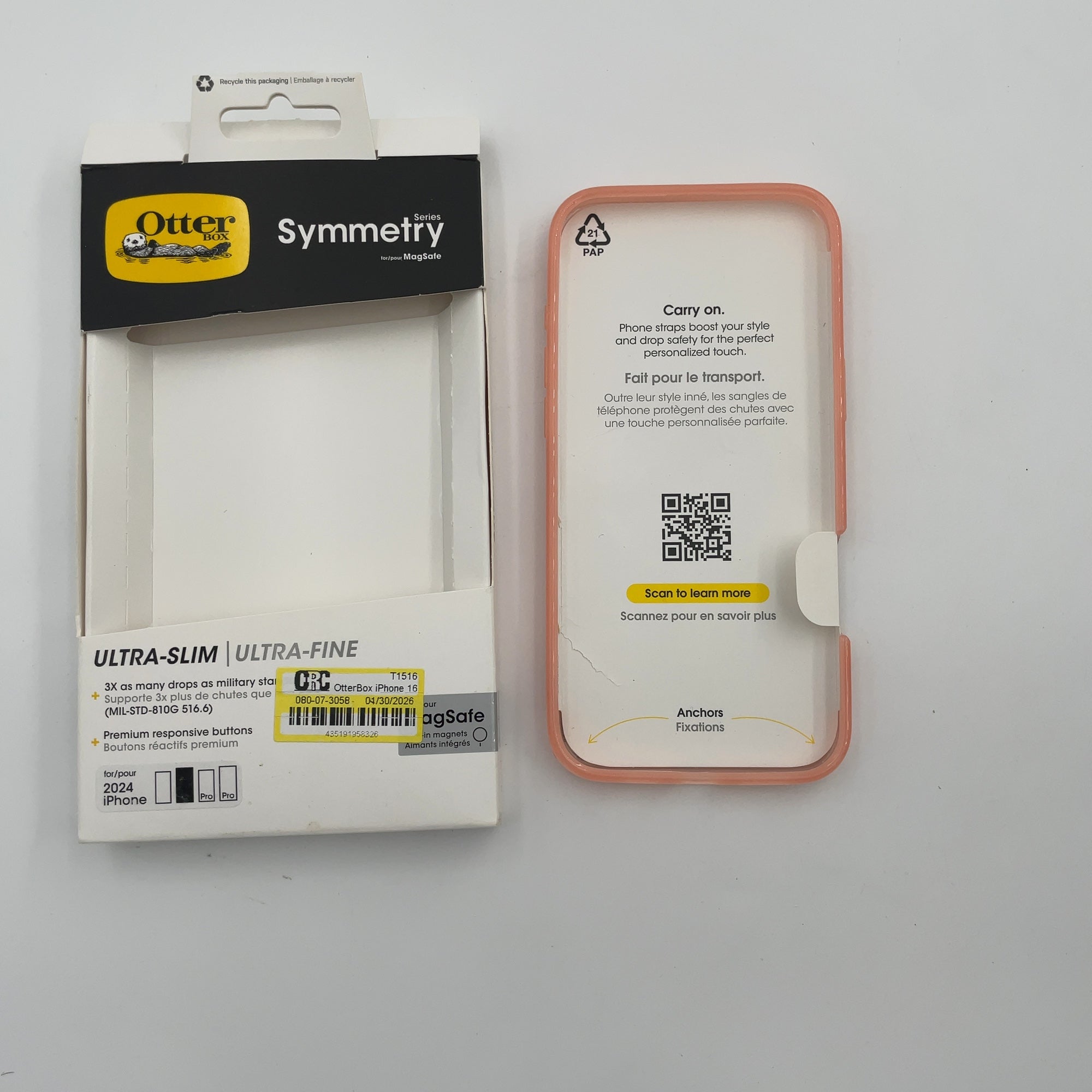OtterBox iPhone 16 Plus Symmetry Series Case with MagSafe - Peachy Bloom: Plastic Solid Pattern, MagSafe Compatible