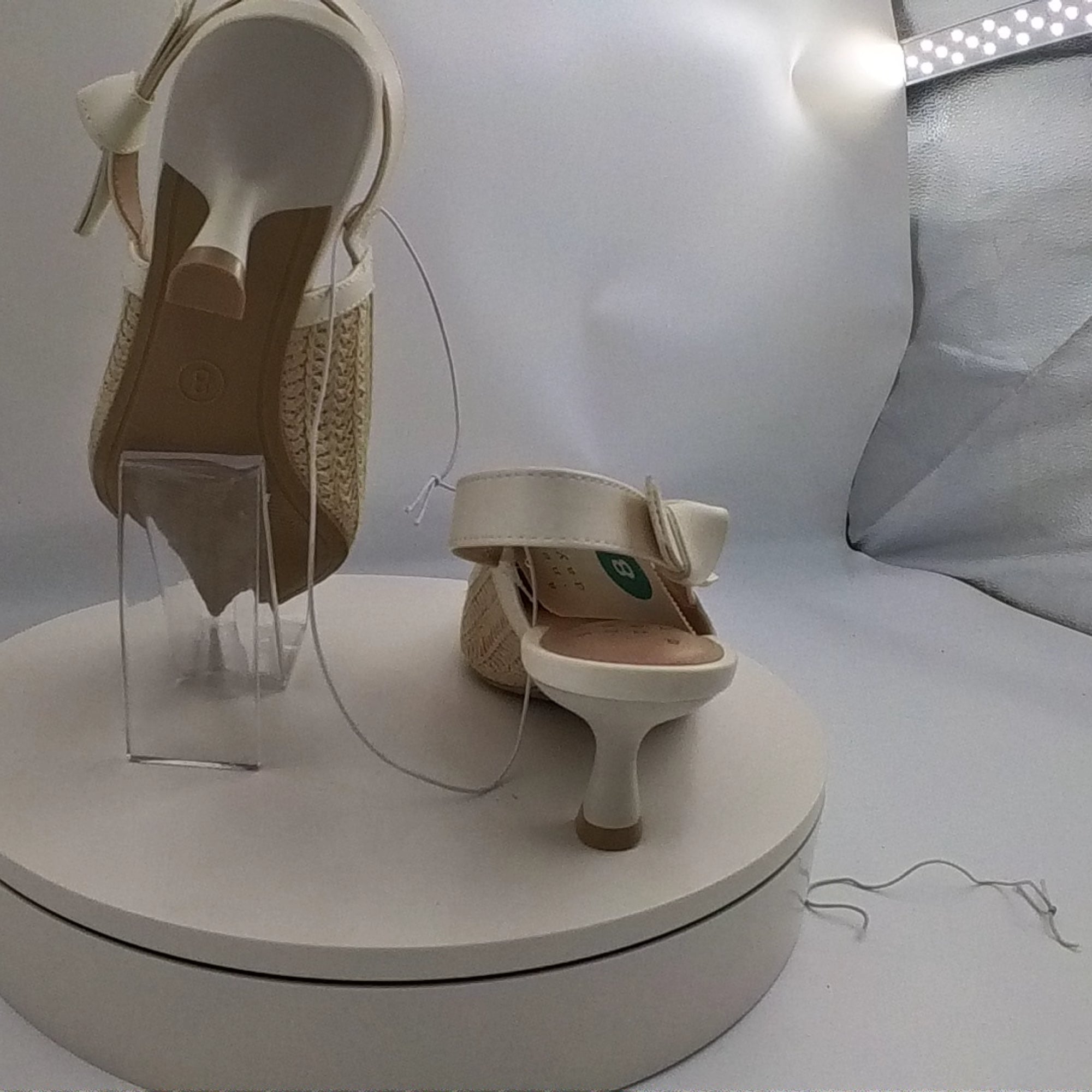 Women's Milan Raffia Slingback Heels - A New Day Beige 8: Closed Pointed Toe, Cushioned Insole, Textured Outsole - Used Good U001