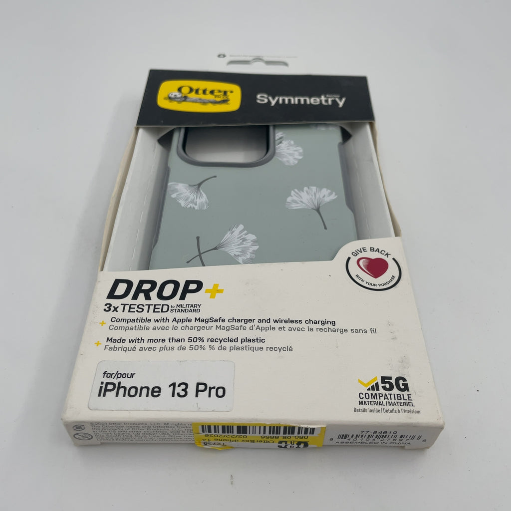 Otterbox Iphone 13 Pro Symmetry Series Case - Gingko Gray: Bump-Resistant Leaf Design