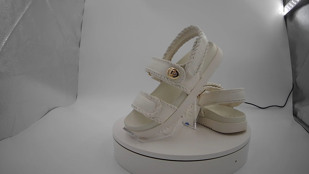 Women's Tilly Platform Footbed Sandals - A New Day Off-White 7: Cushioned Insole, Hook & Loop Closure