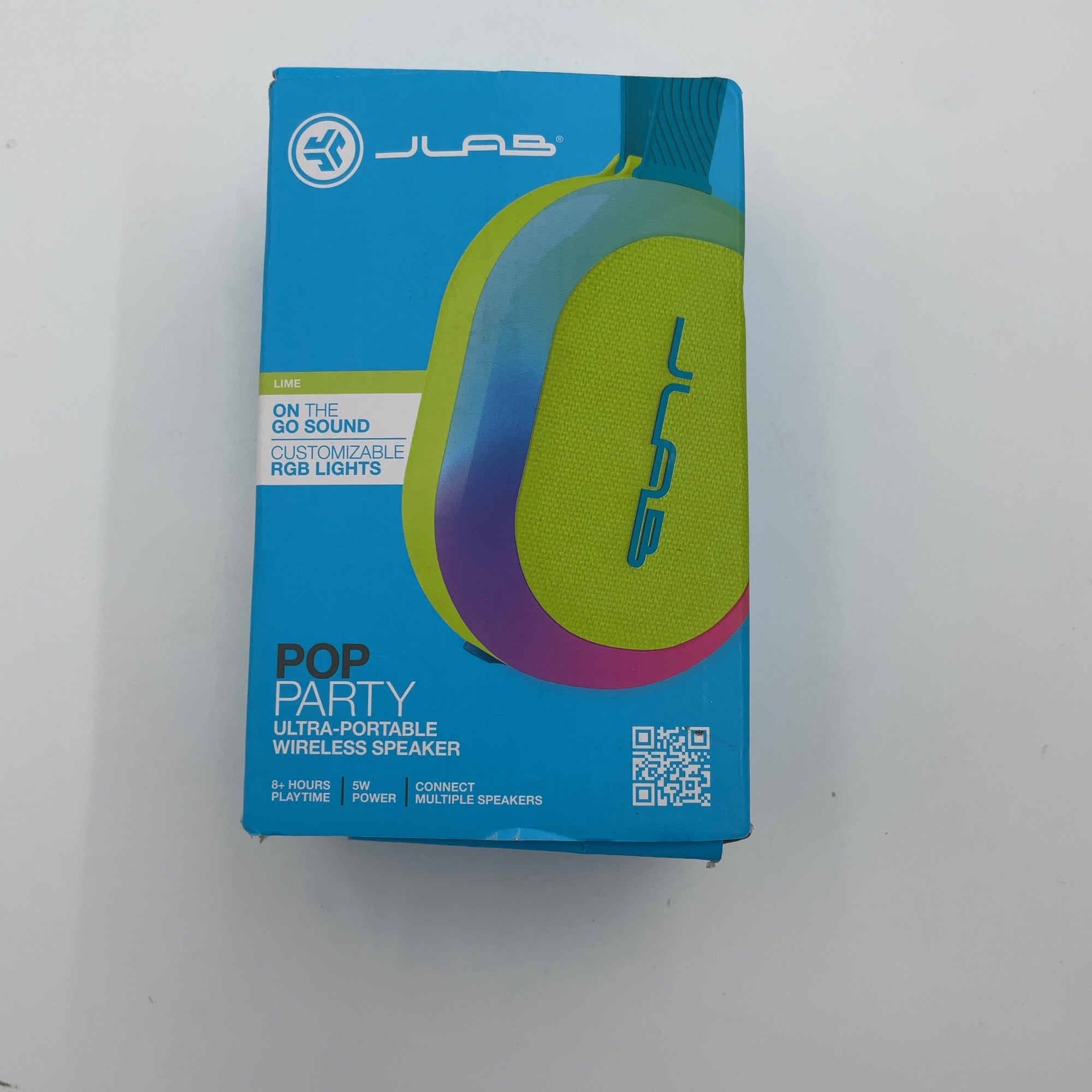 Jlab Pop Party Portable Speaker - Lime Green: Waterproof, Usb-C, Bluetooth, Led Light