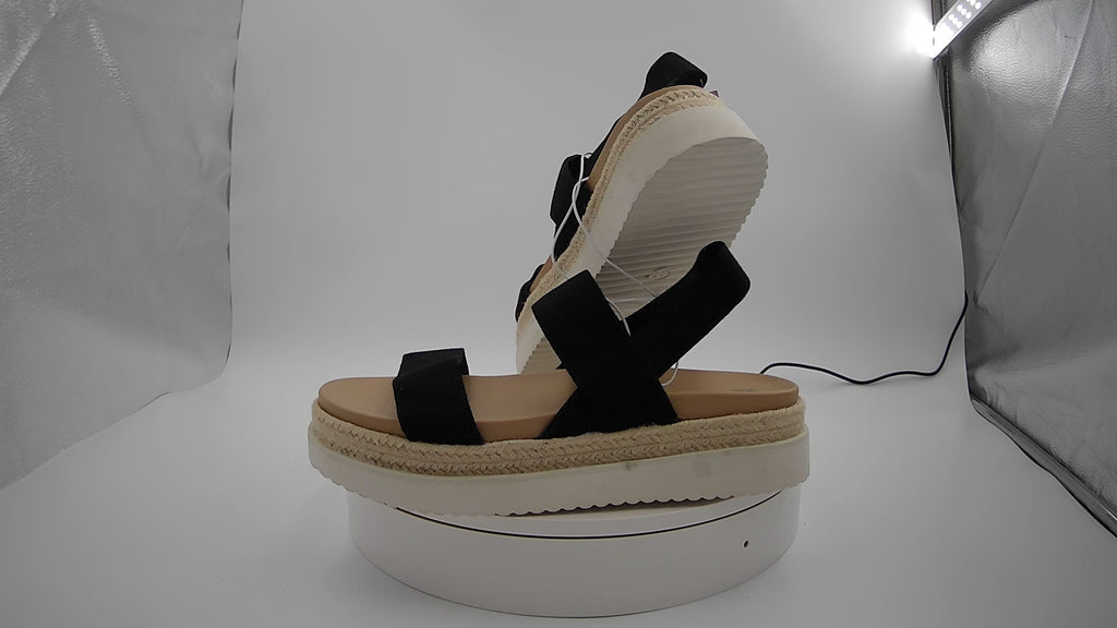 Women's Elliot Stretch Strappy Platform Sandals - Wild Fable Black 11: Adjustable Elastic Strap, Open Round Toe, Textured Outsole