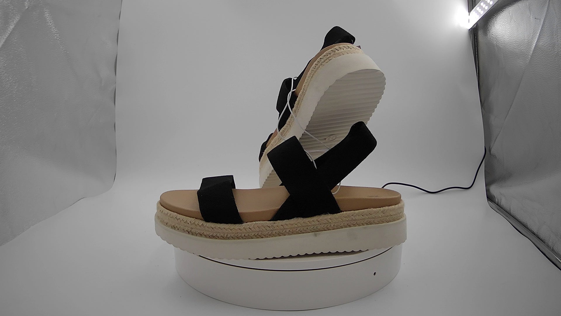 Women's Elliot Stretch Strappy Platform Sandals - Wild Fable Black 11: Adjustable Elastic Strap, Open Round Toe, Textured Outsole