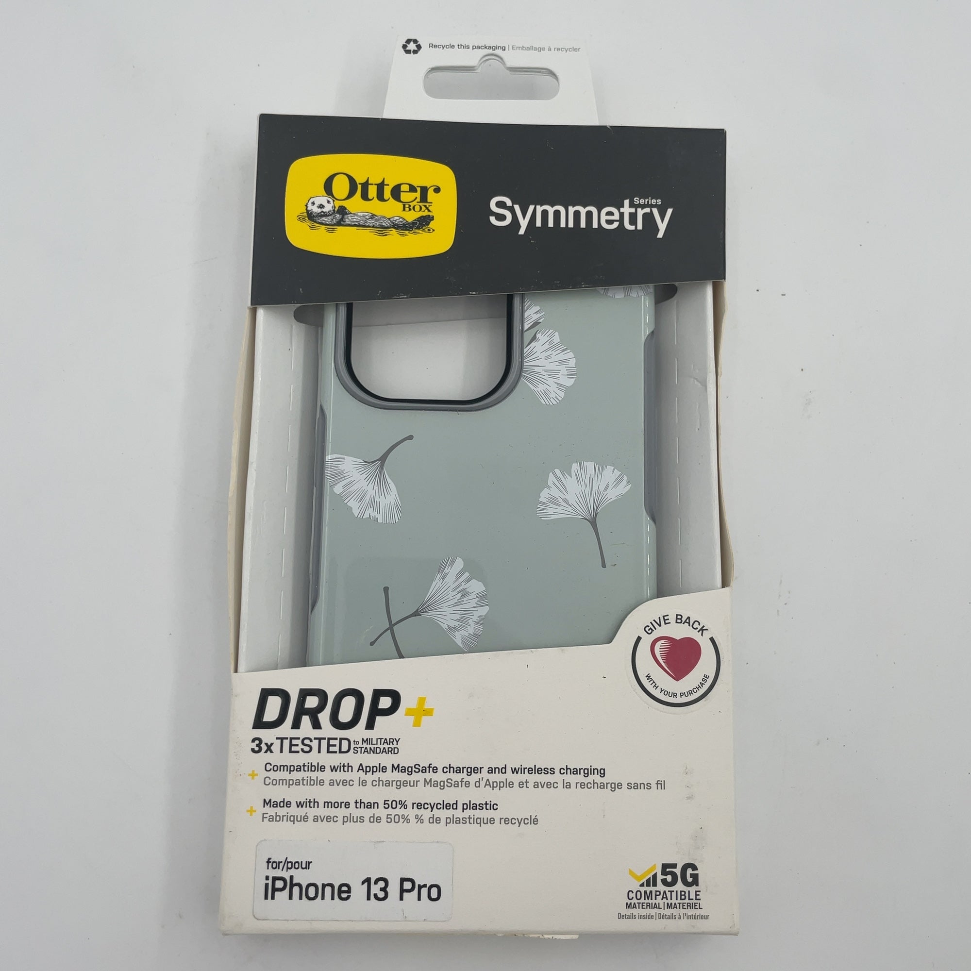 Otterbox Iphone 13 Pro Symmetry Series Case - Gingko Gray: Bump-Resistant Leaf Design