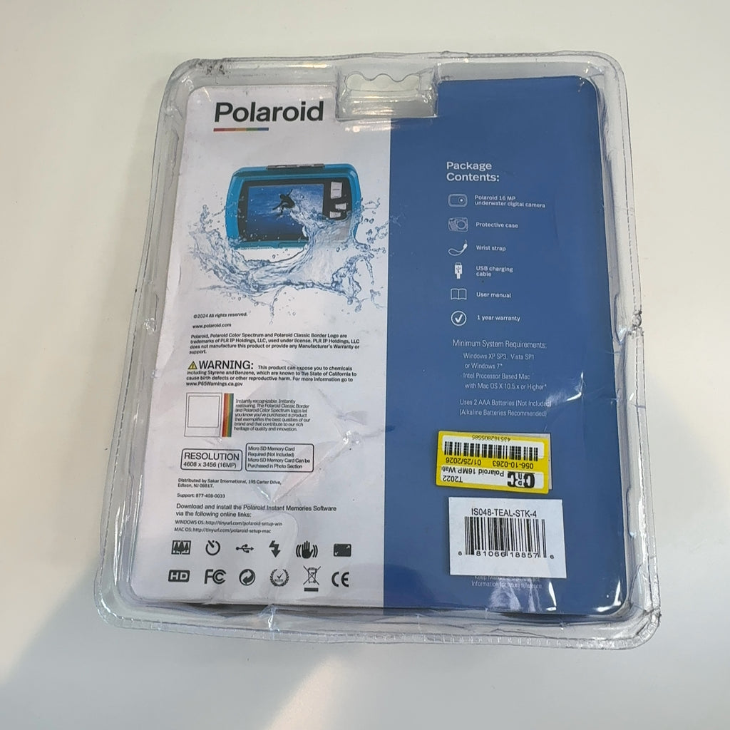 Polaroid 16Mp Waterproof Digital Camera - Teal (Is048-Teal)