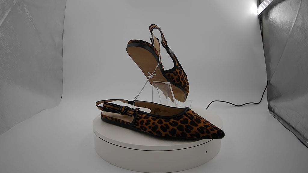 Women's London Sling Back Flats - A New Day Brown 11: Slip-On Tuxedo Flats, Cushioned Insole, Pointed Toe, Microsuede