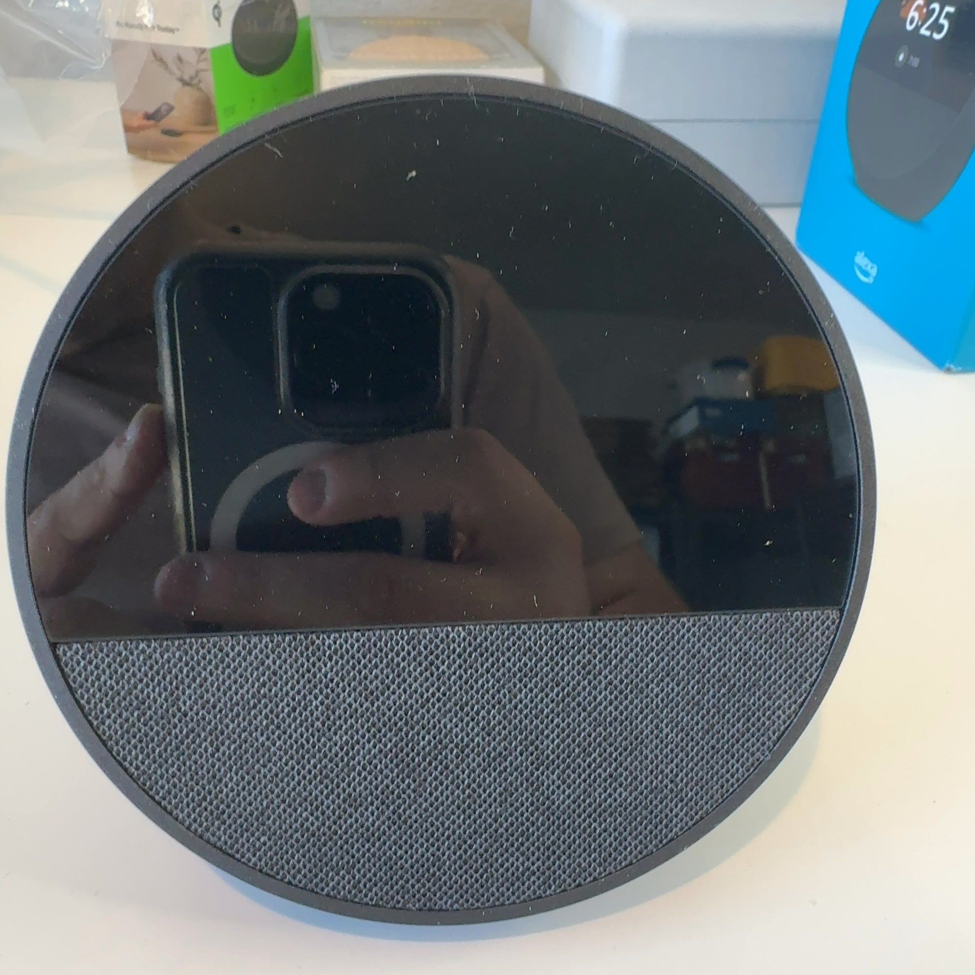 Amazon Echo Spot, Smart Alarm Clock With Vibrant Sound And Alexa (2024 Release) - Black