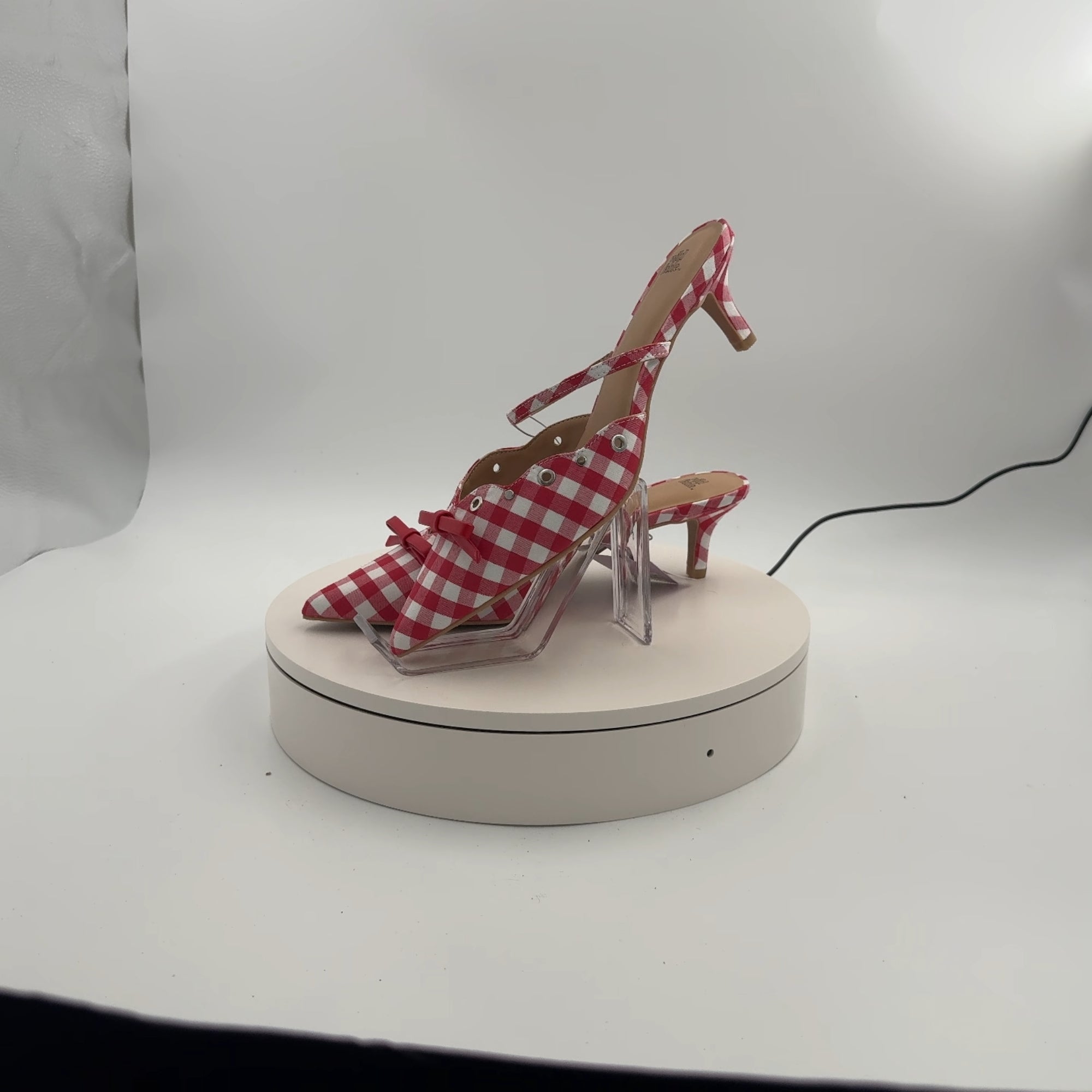 Women's Lysandra Gingham Eyelet Kitten Heels - Wild Fable Red 10: Slip-On Pumps, Pointed Toe, 2" Louis Heel, Textured Outsole