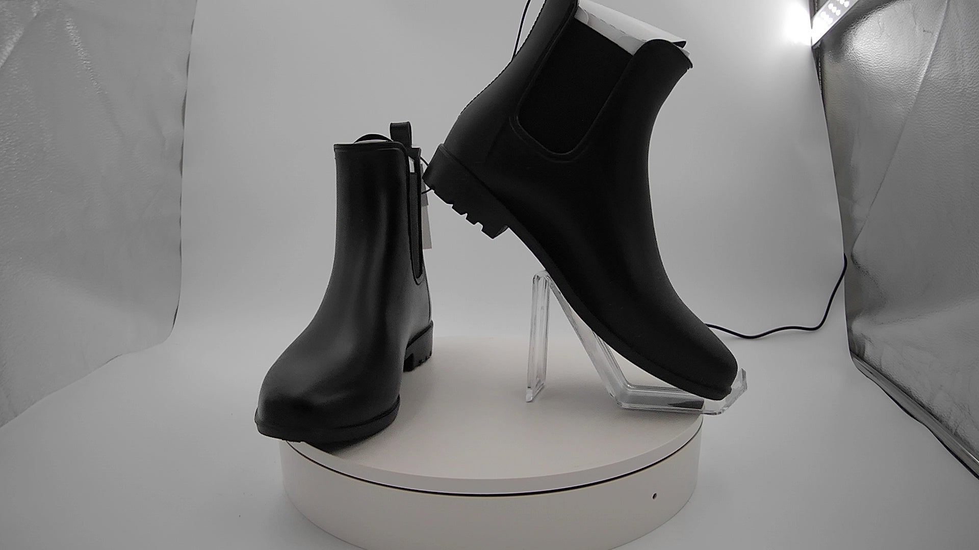 Women's Chelsea Rain Boots - A New Day Black 9: Waterproof Ankle Block Heel, Pull-On Style