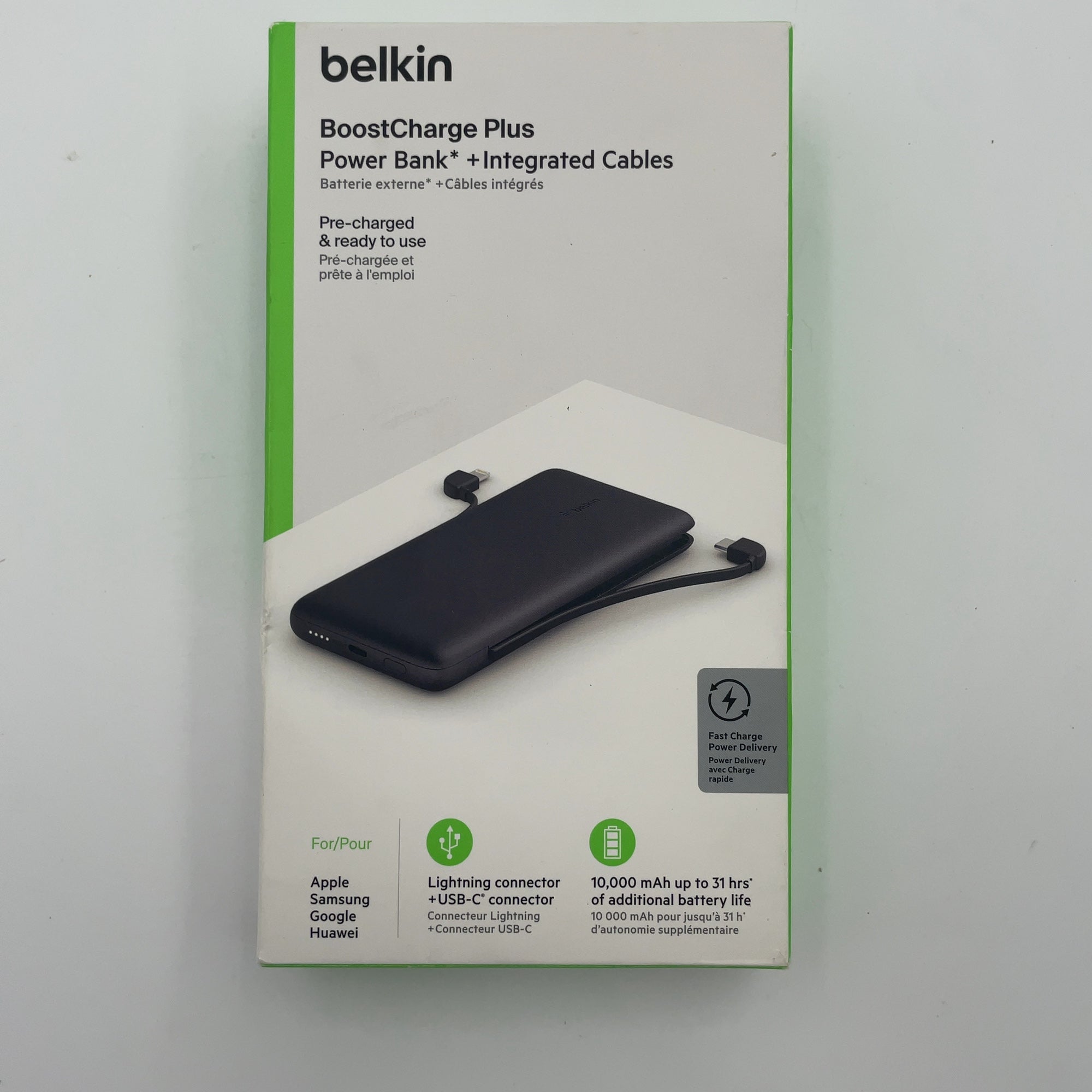 Belkin 10000 Mah 23W Power Bank Usb-C + Lightning Cables + Usb-C Port - Black