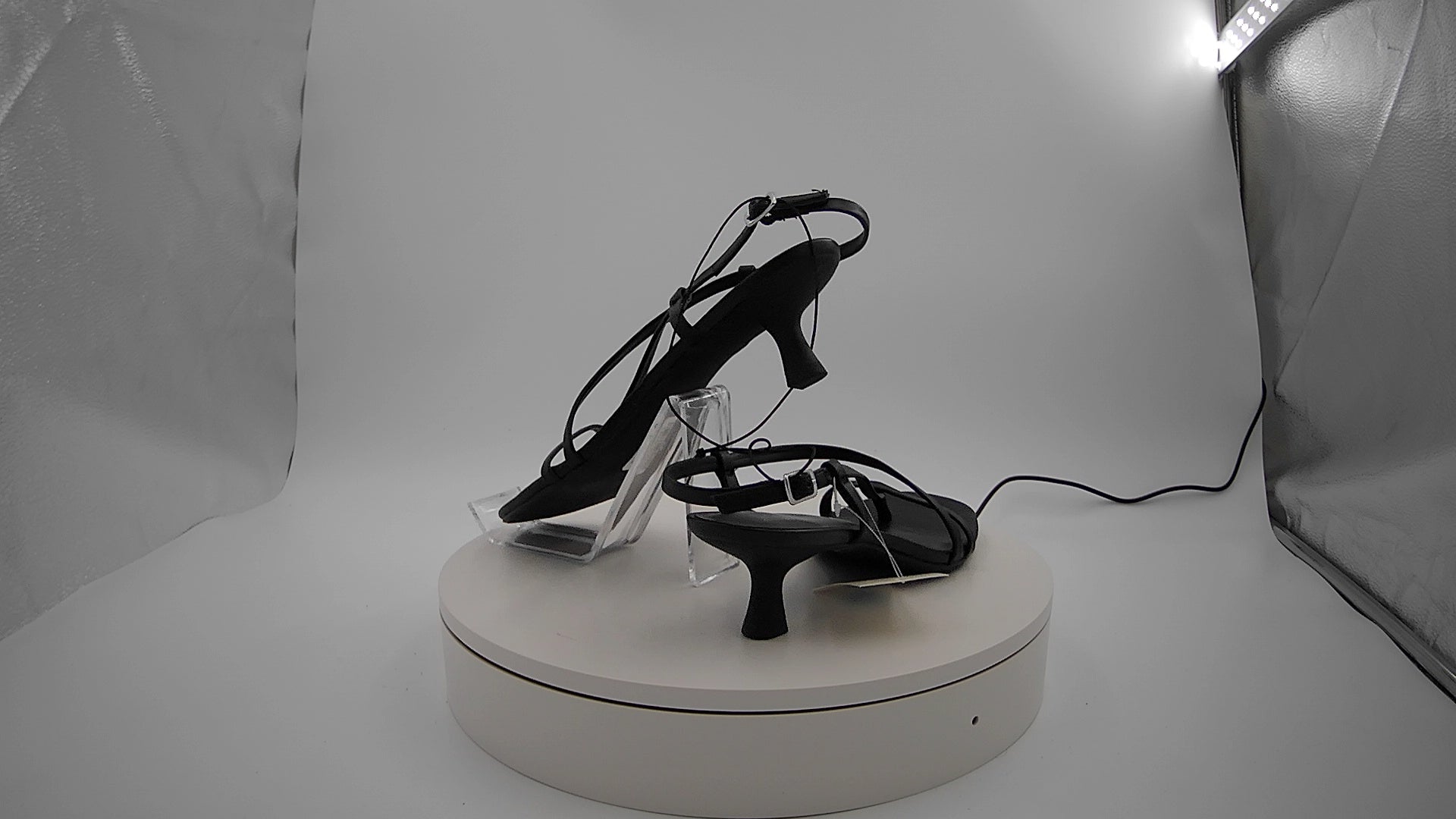 Women's Reggie Toe Thong Strappy Kitten Heels - A New Day Black 8: Faux Leather, Cushioned Insole