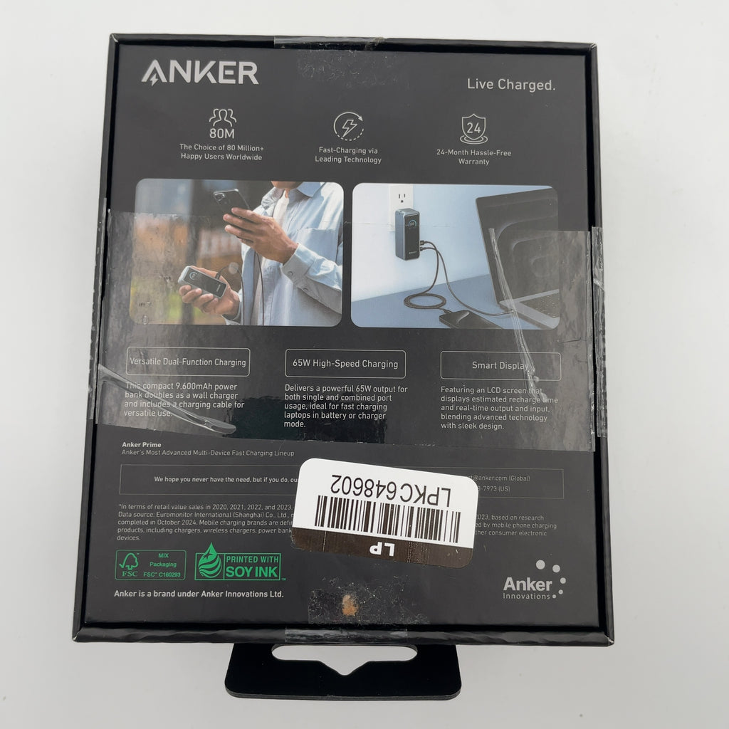 Anker 9600Mah 65W Prime Power Bank Fusion - Black: Dual Device Charging, 240V Output