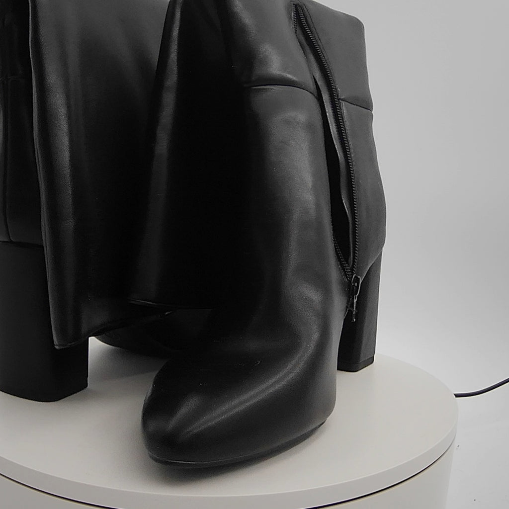 Women’s Evangeline Under Knee Heeled Boots With Memory Foam Insole - A New Day Black 11