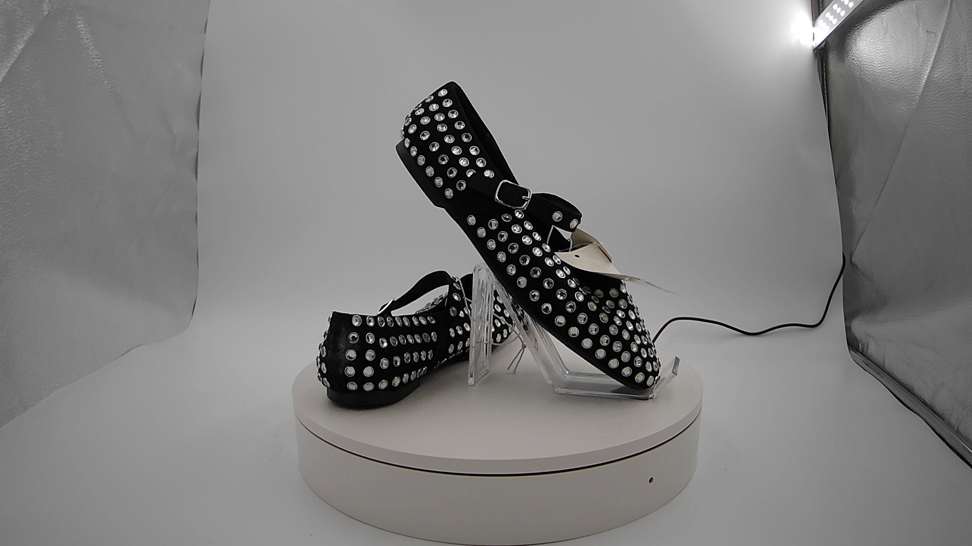 Women's Issa Rhinestone Mary Jane Ballet Flats - A New Day Black 9: Medium Width, Pull-On Style