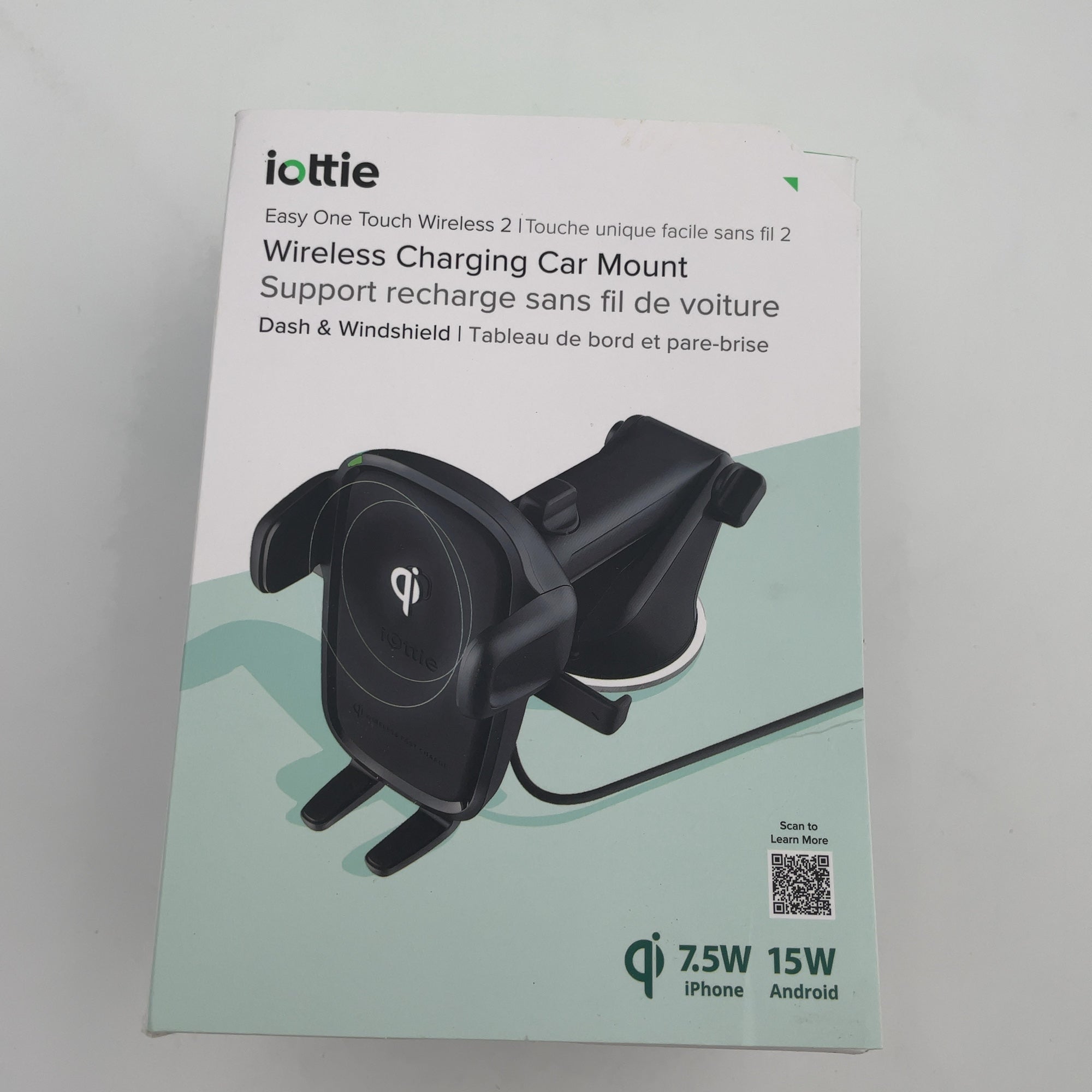 Iottie Easy One Touch Wireless 2 Car & Desk Mount With 10W Qi Wireless Charging Mount - Black: Micro Usb Cable, Car Adapter