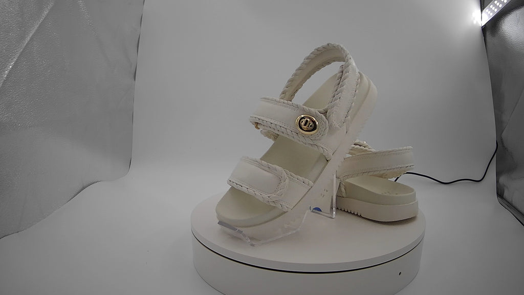 Women's Tilly Platform Footbed Sandals - A New Day Off-White 7: Cushioned Insole, Hook & Loop Closure