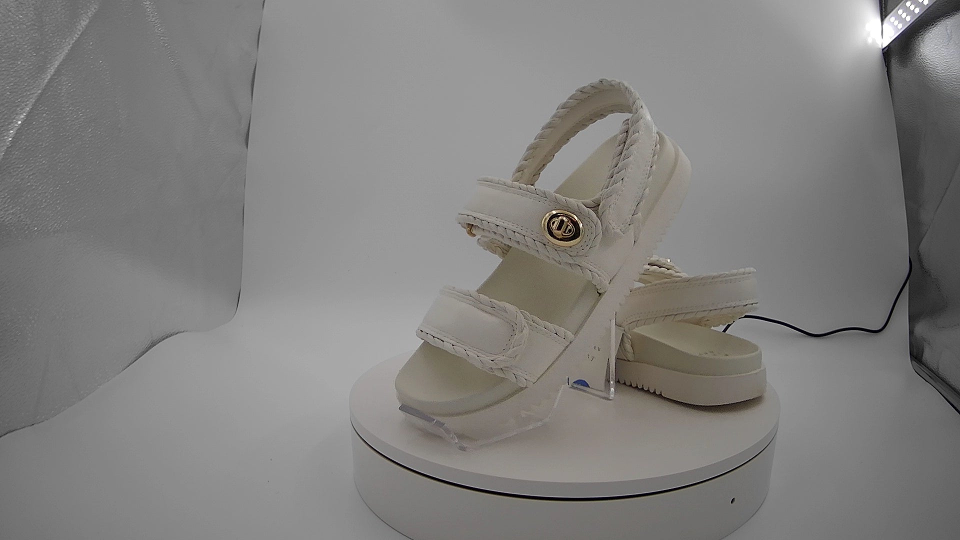 Women's Tilly Platform Footbed Sandals - A New Day Off-White 7: Cushioned Insole, Hook & Loop Closure