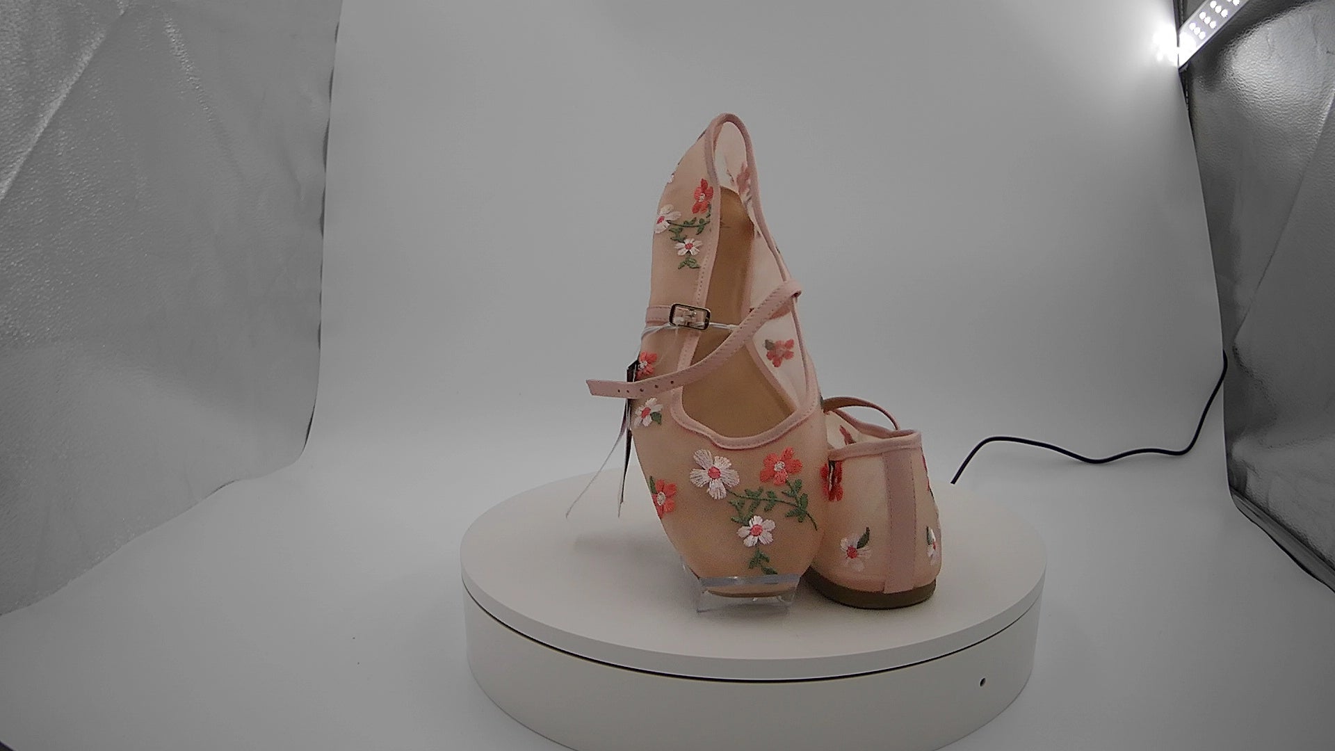 Women's Elsa Floral Mesh Mary Jane Flats - Wild Fable Pink 10: Memory Foam, Buckle Closure, Textured Outsole