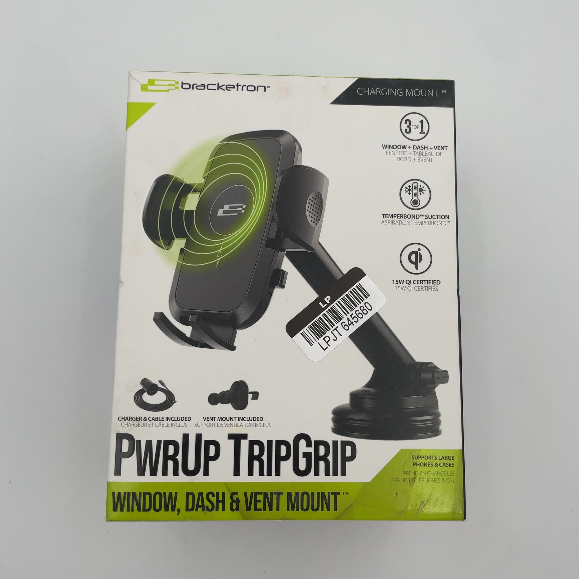 Bracketron PwrUp TripGrip Window/Dash Mount - Black
