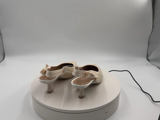 Women's Milan Pearl Slingback Heels - A New Day Ivory 8.5: Satin Pointed Toe, Cushioned Insole