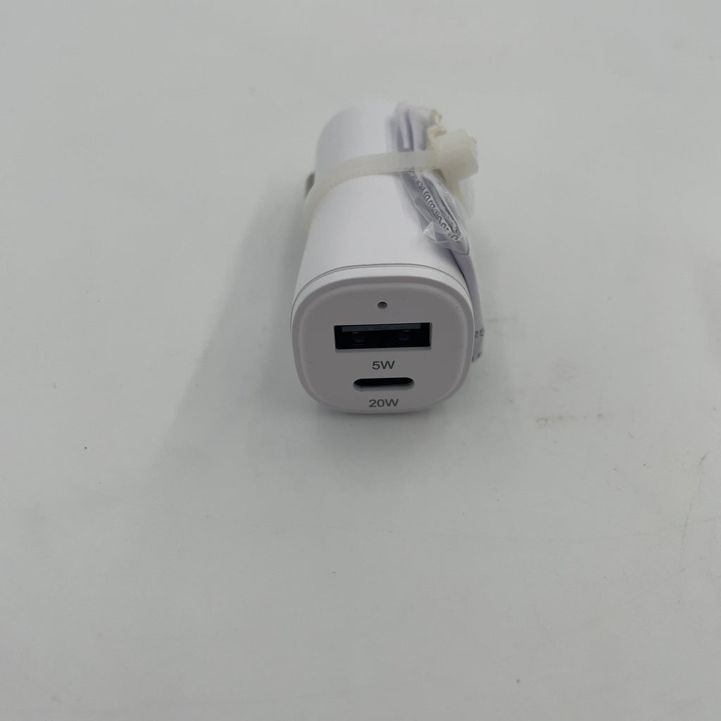 2-Port 25W Car Charger - Dealworthy White: Usb & Usb-C Car Adapter